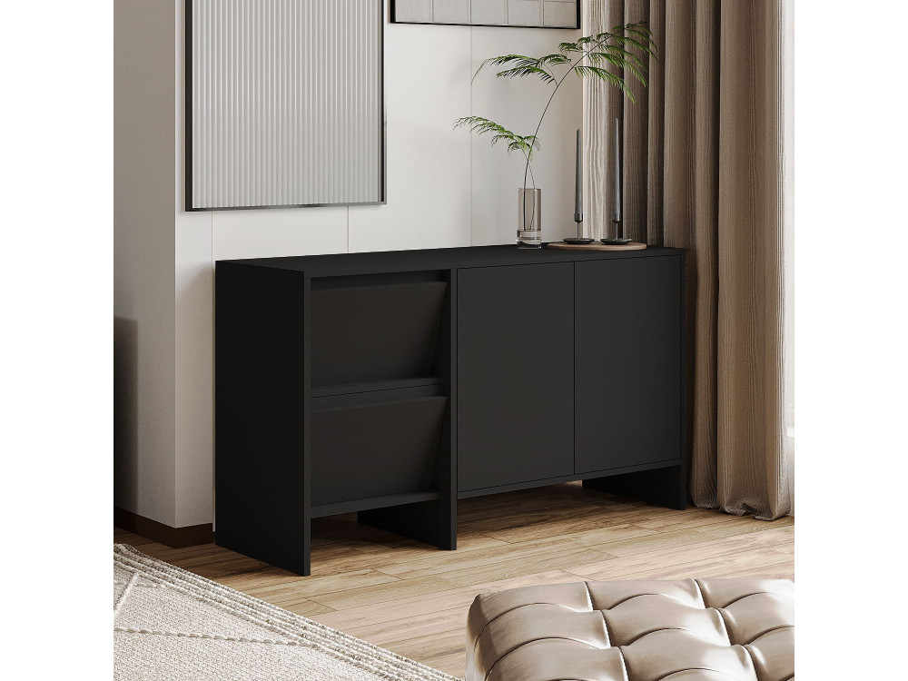 Laris 130" wooden sideboard - 130 x 44 x 82 cm - Black