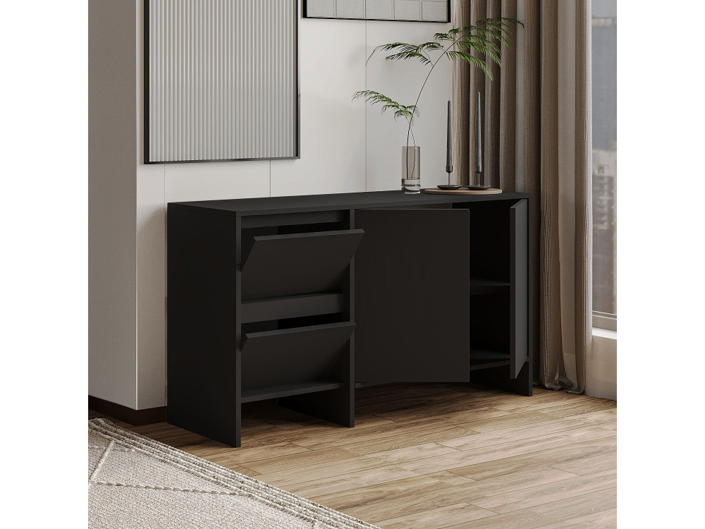 Laris 130" wooden sideboard - 130 x 44 x 82 cm - Black