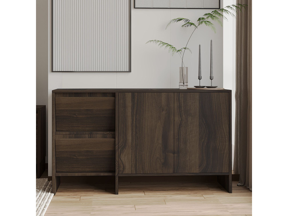 Laris 130" wooden sideboard - 130 x 44 x 82 cm - Brown
