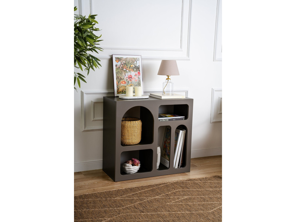 Lessa" wooden sideboard - 80 x 37 x 74 cm - Charcoal grey