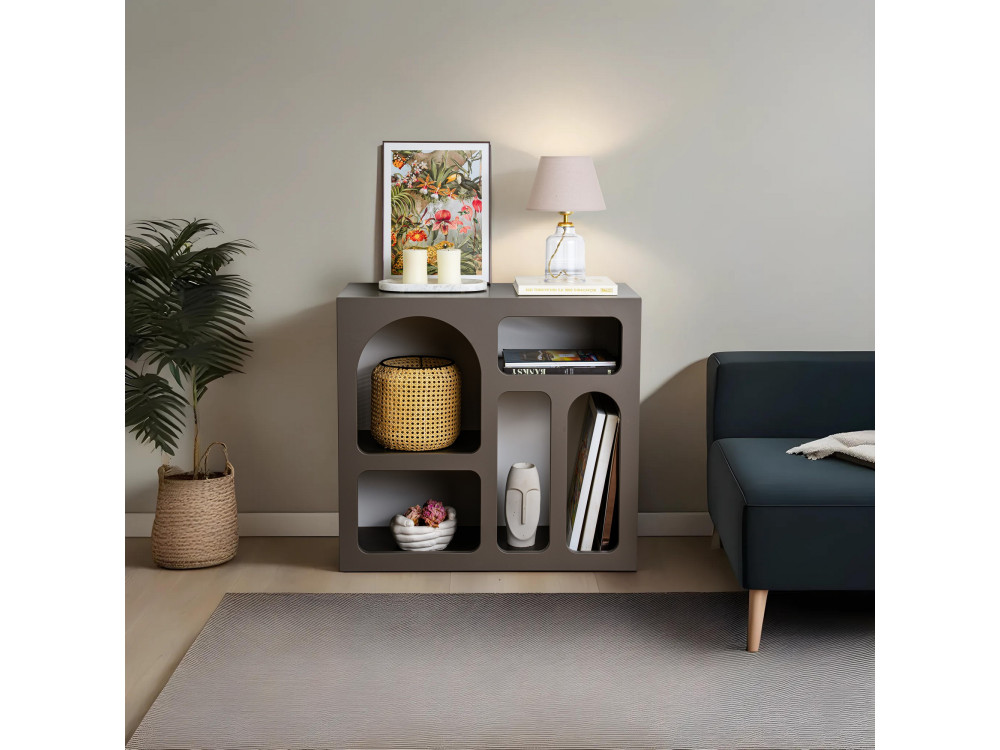 Lessa" wooden sideboard - 80 x 37 x 74 cm - Charcoal grey