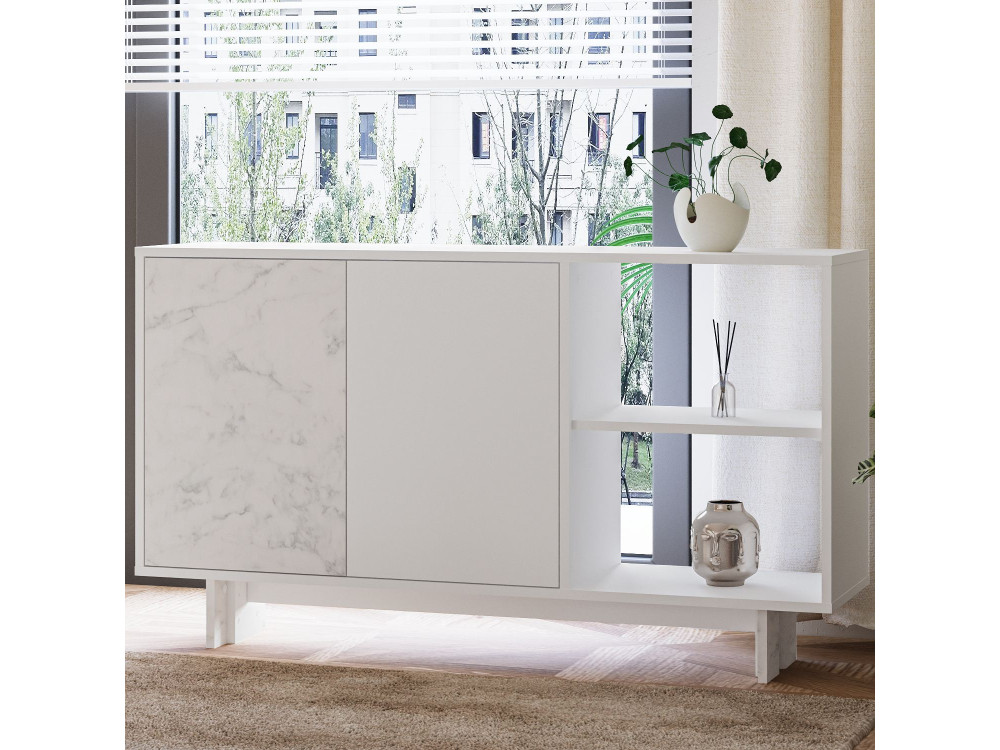 Ravello" wooden sideboard - 140 x 35 x 80 cm - White