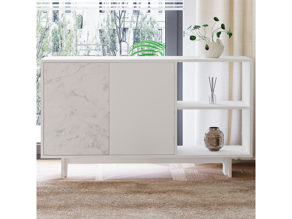 Ravello" wooden sideboard - 140 x 35 x 80 cm - White
