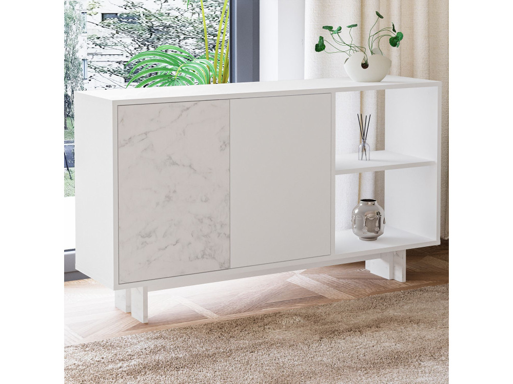 Ravello" wooden sideboard - 140 x 35 x 80 cm - White