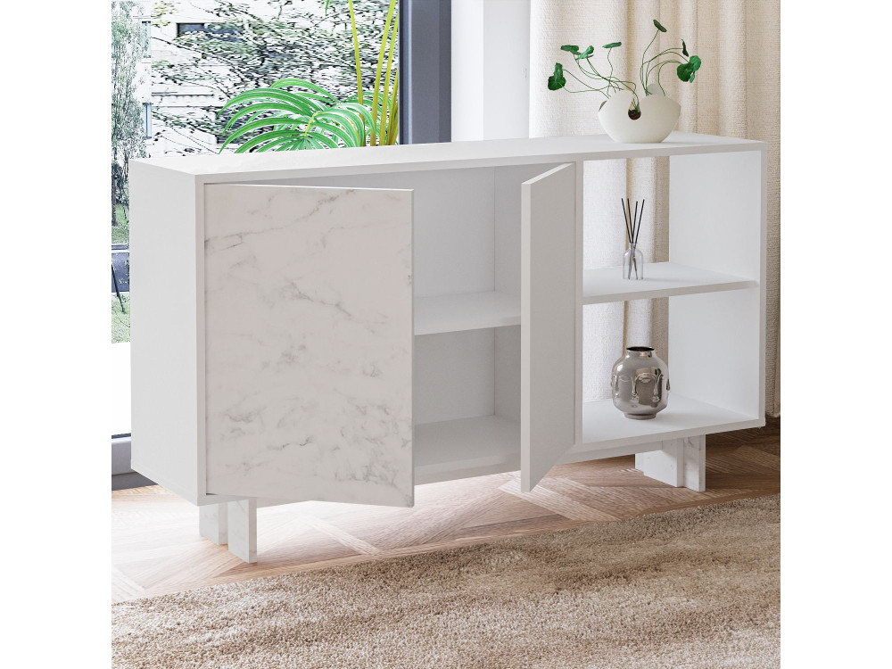 Ravello" wooden sideboard - 140 x 35 x 80 cm - White