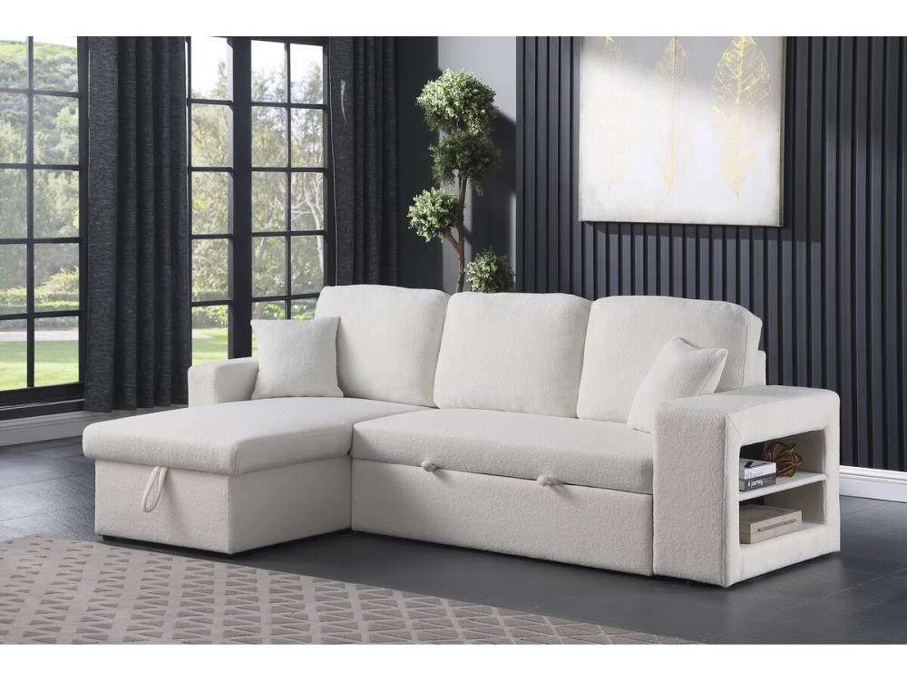 Axel convertible/reversible terry corner sofa - 3 places - White