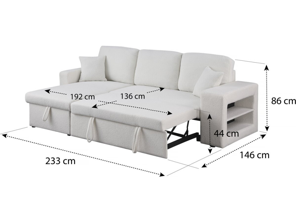 Axel convertible/reversible terry corner sofa - 3 places - White