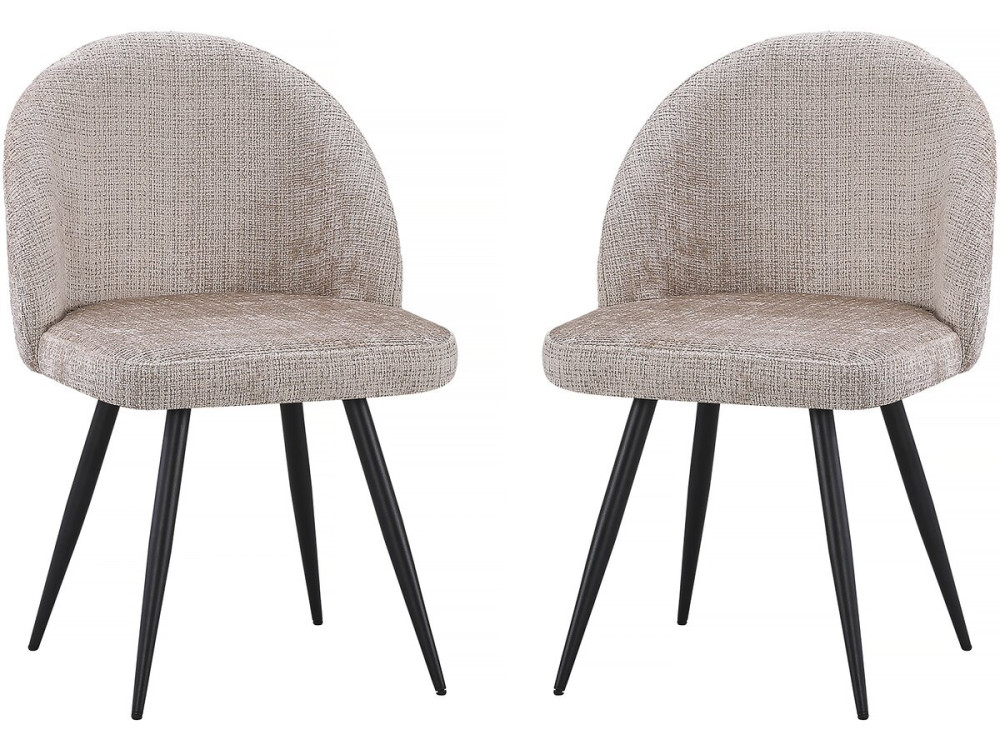 Set of 2 "Samuel" Fabric Chairs - 53 x 51 x 82 cm - Beige