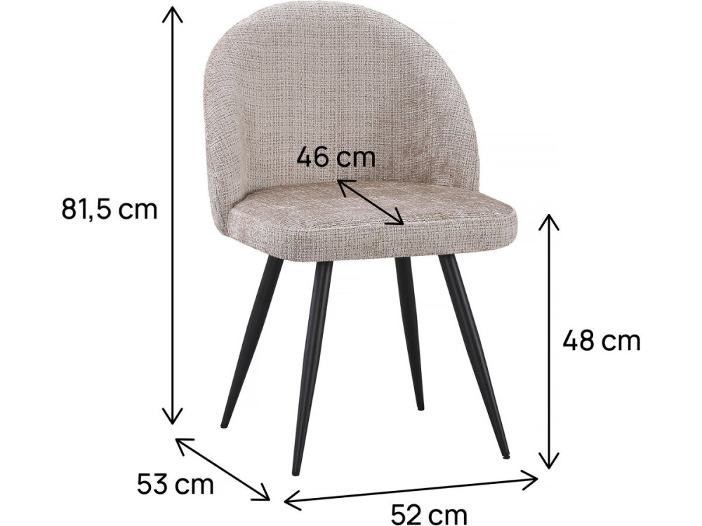 Set of 2 "Samuel" Fabric Chairs - 53 x 51 x 82 cm - Beige