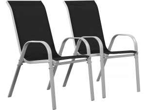 "Cordoba" Textilene garden chair - Phoenix - Black - Pack of 2
