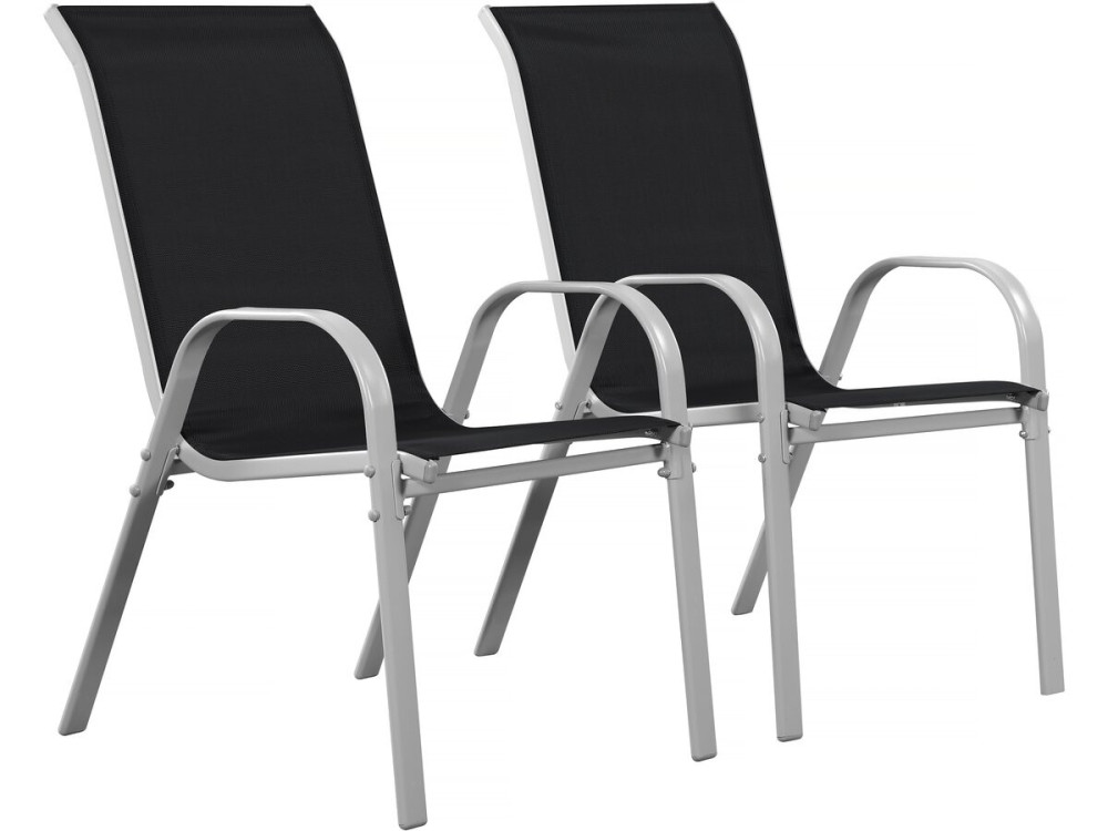 "Cordoba" Textilene garden chair - Phoenix - Black - Pack of 2