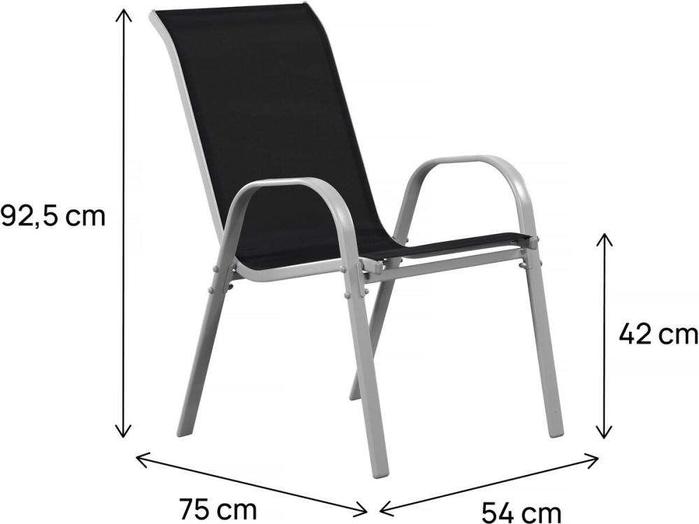 "Cordoba" Textilene garden chair - Phoenix - Black - Pack of 2