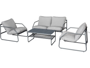 Sora" metal garden furniture set with cushions - 4 seats - Grey