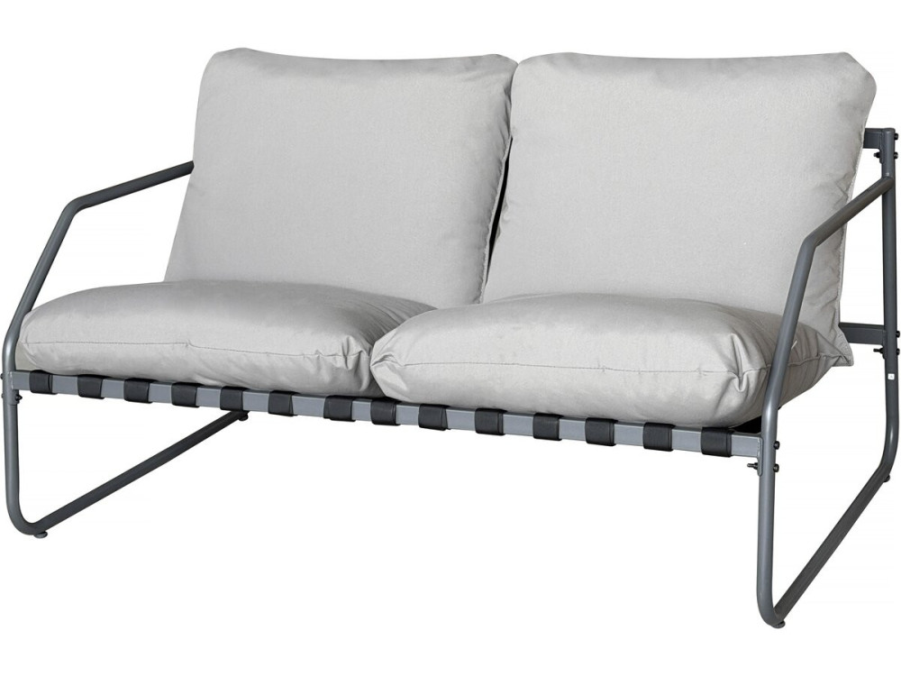 Sora" metal garden furniture set with cushions - 4 seats - Grey