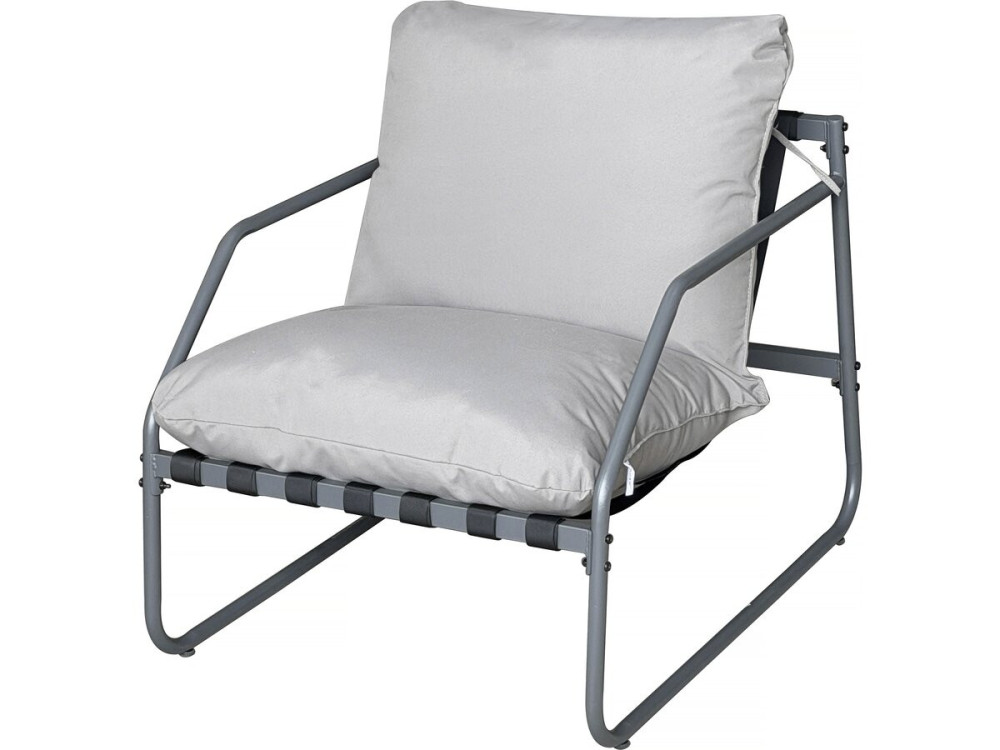 Sora" metal garden furniture set with cushions - 4 seats - Grey