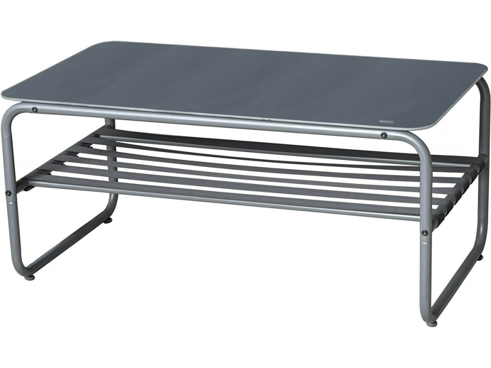 Sora" metal garden furniture set with cushions - 4 seats - Grey