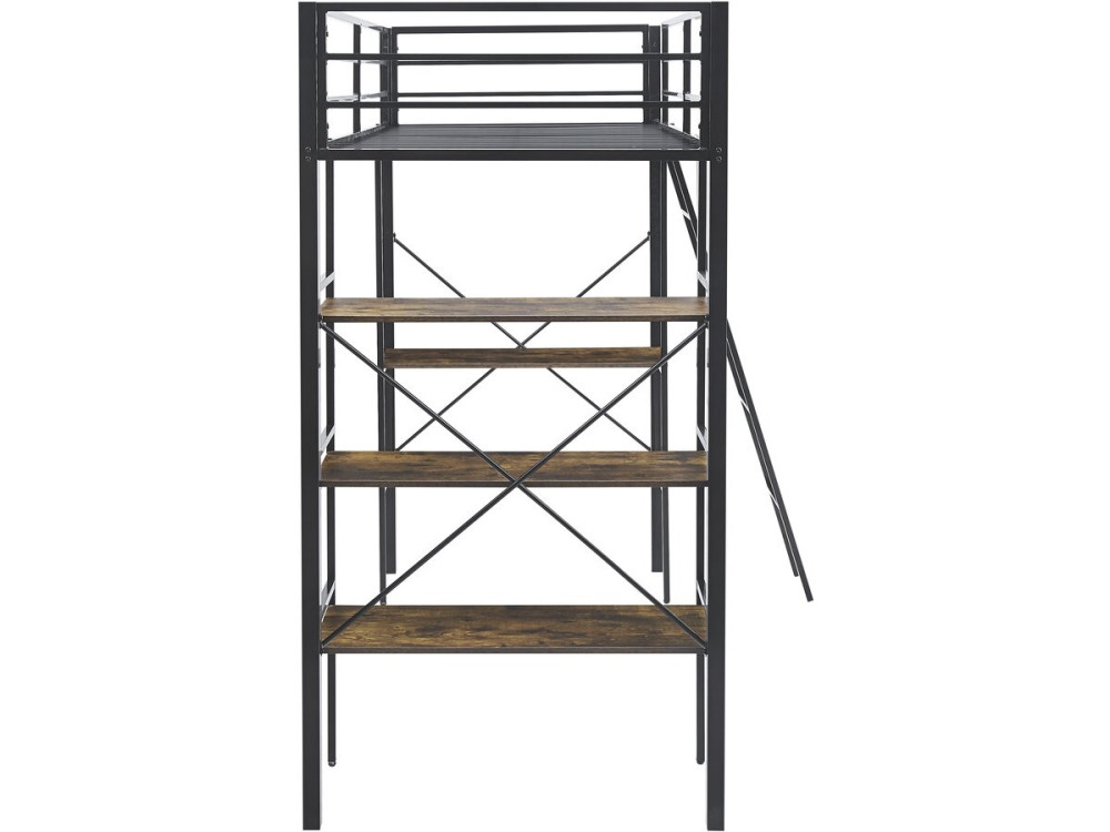 "Raphaël" Metal Loft Bed with Desk - 190 x 90 cm - Black