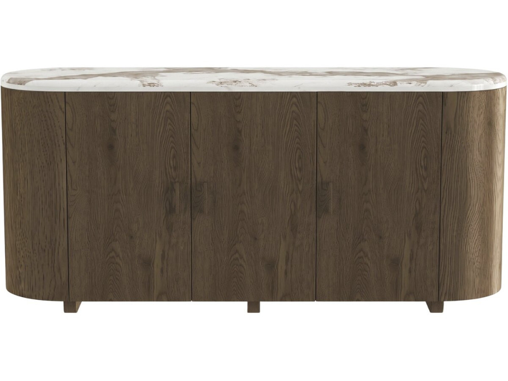 "Azya" Wooden Sideboard with Ceramic Top - 160 x 45 x 75 cm - Brown