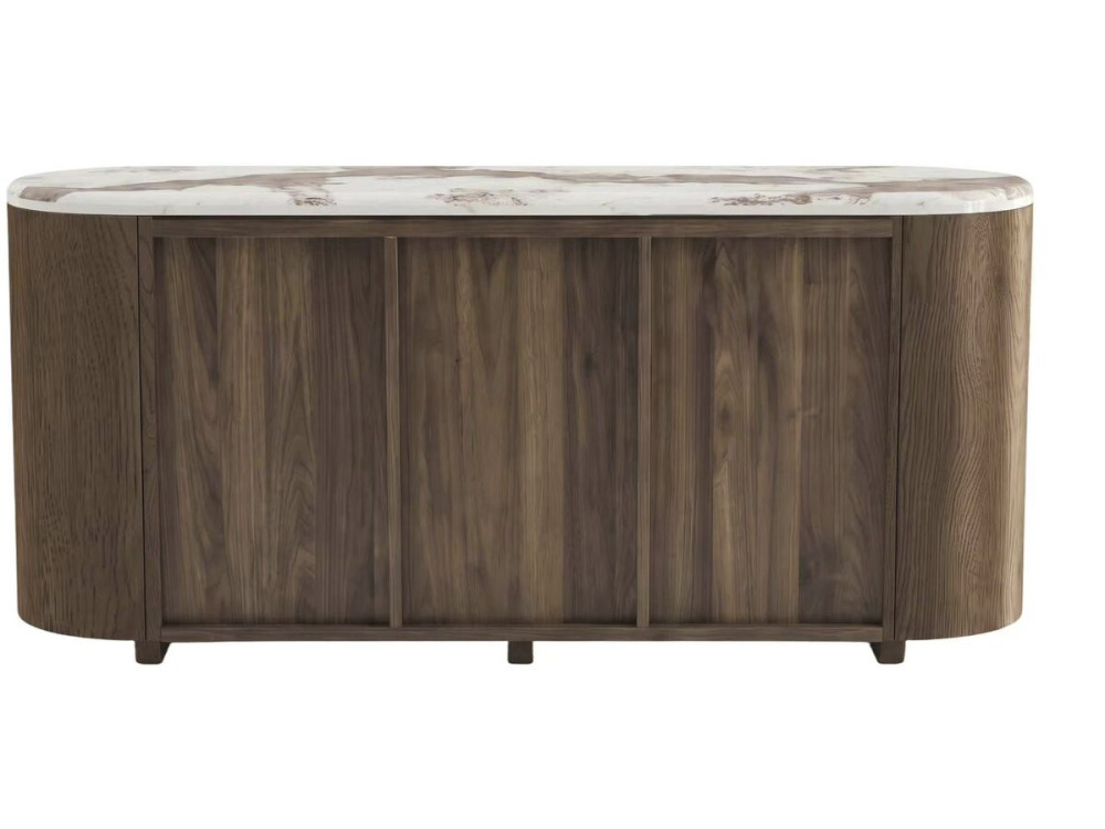 "Azya" Wooden Sideboard with Ceramic Top - 160 x 45 x 75 cm - Brown