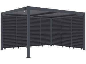Bioclimatic pergola with 7 "Windsor" aluminum louvers - 3 x 4 m - Gray