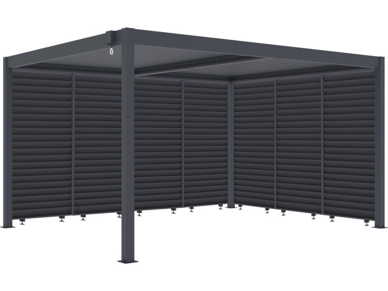 Bioclimatic pergola with 7 "Windsor" aluminum louvers - 3 x 4 m - Gray