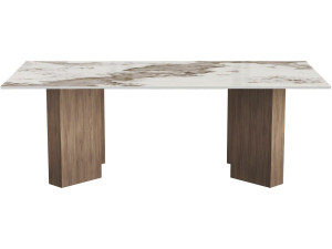 "Elma" Wooden Coffee Table with Ceramic Top - 120 x 60 x 40 cm - Brown