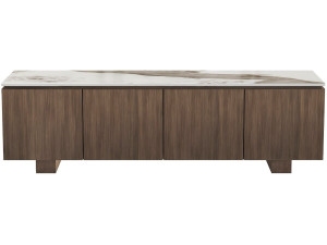 "Elma" Wooden TV Stand with Ceramic Top - 160 x 45 x 45 cm - Brown