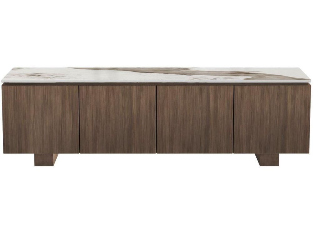 "Elma" Wooden TV Stand with Ceramic Top - 160 x 45 x 45 cm - Brown