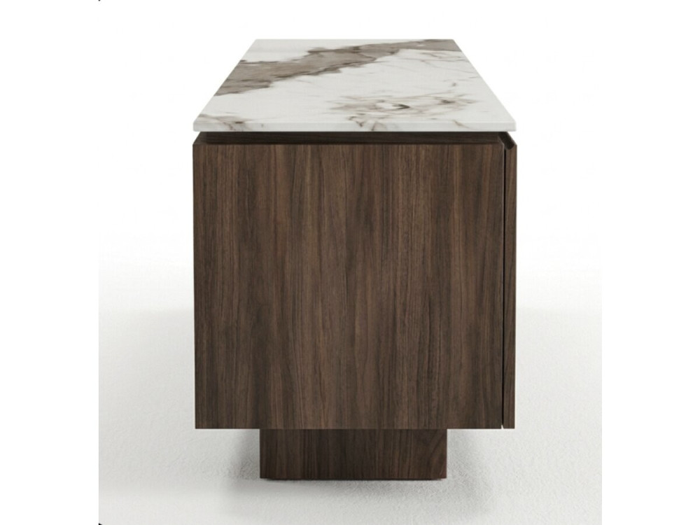 "Elma" Wooden TV Stand with Ceramic Top - 160 x 45 x 45 cm - Brown