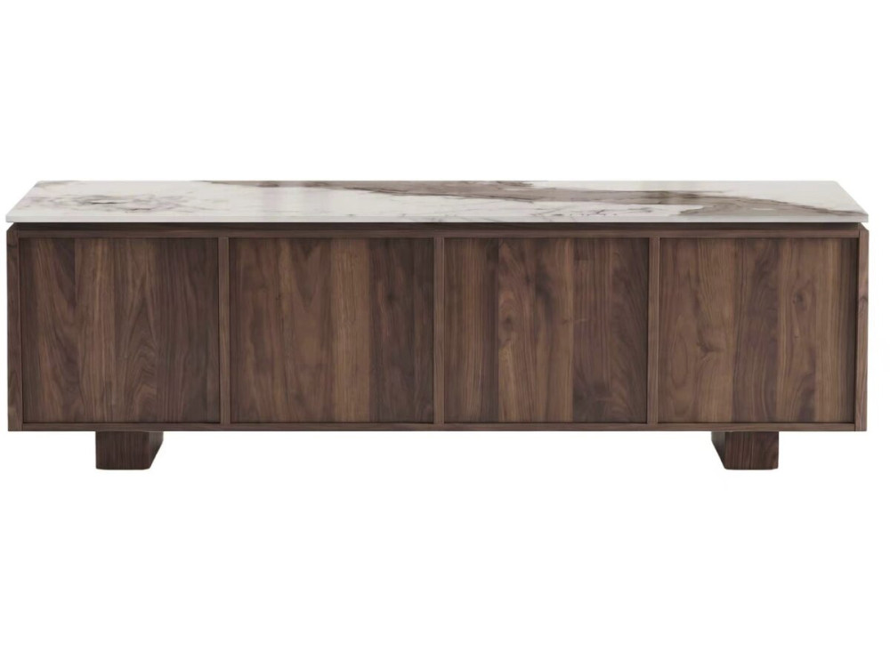 "Elma" Wooden TV Stand with Ceramic Top - 160 x 45 x 45 cm - Brown