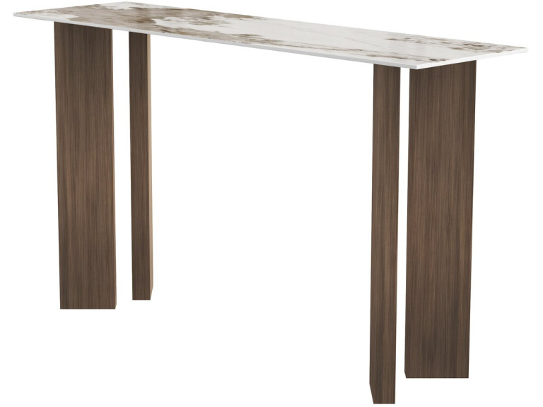 "Elma" Wooden Console Table with Ceramic Top - 140 x 40 x 80 cm - Brown