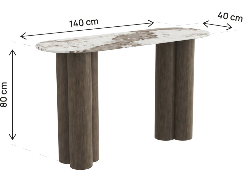 "Zora" Console Table with Ceramic Top - 140 cm - Brown