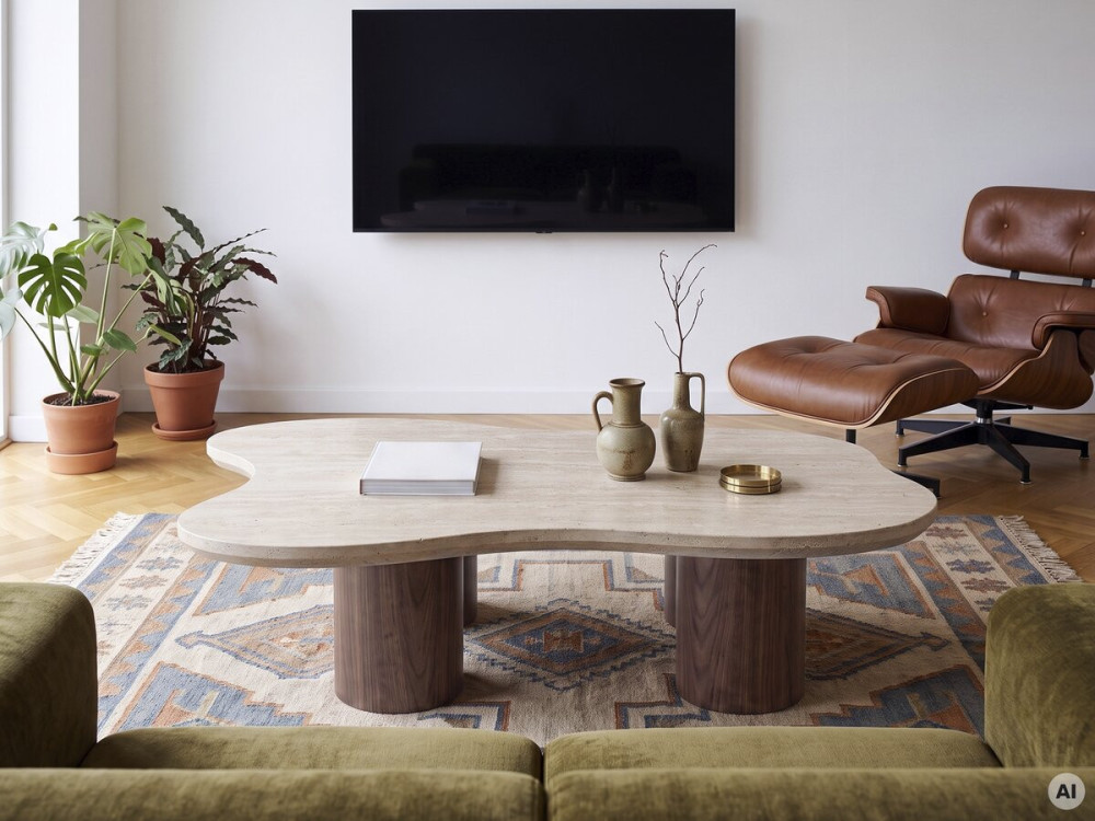 "Lya" Designer Wooden Coffee Table - 120 cm - Brown