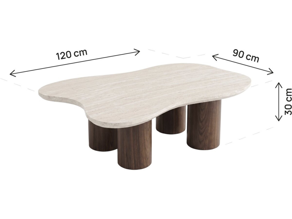 "Lya" Designer Wooden Coffee Table - 120 cm - Brown