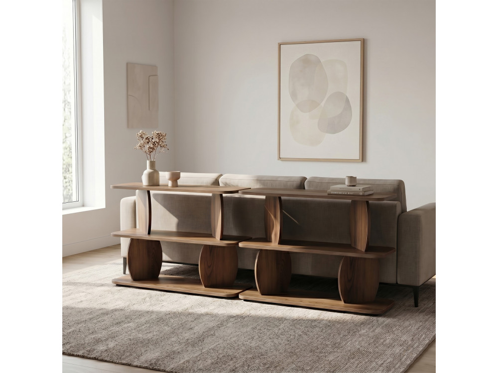"Armonia" Wooden Side Table - 90 x 30 x 70 cm - Brown
