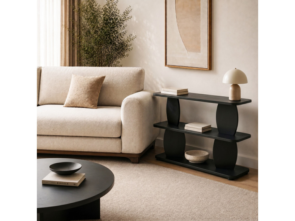"Armonia" Wooden Side Table - 90 x 30 x 70 cm - Black