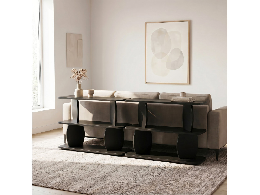 "Armonia" Wooden Side Table - 90 x 30 x 70 cm - Black