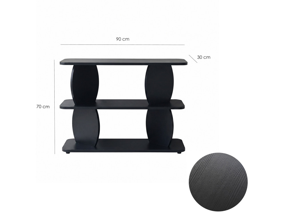 "Armonia" Wooden Side Table - 90 x 30 x 70 cm - Black