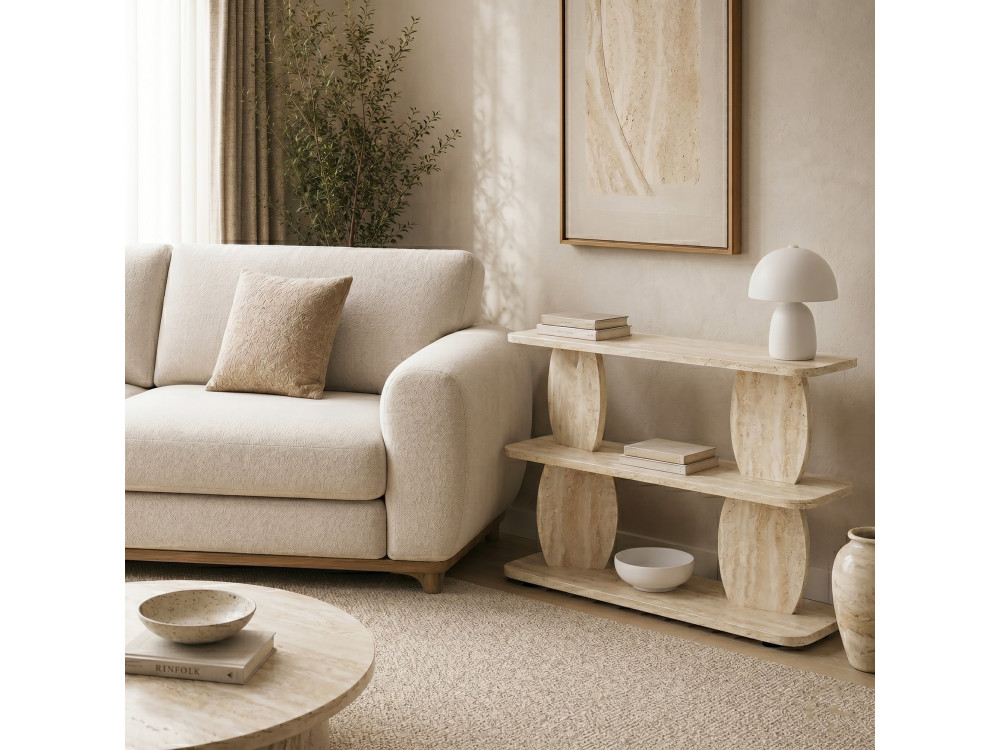 "Armonia" Wooden Side Table - 90 x 30 x 70 cm - Travertine