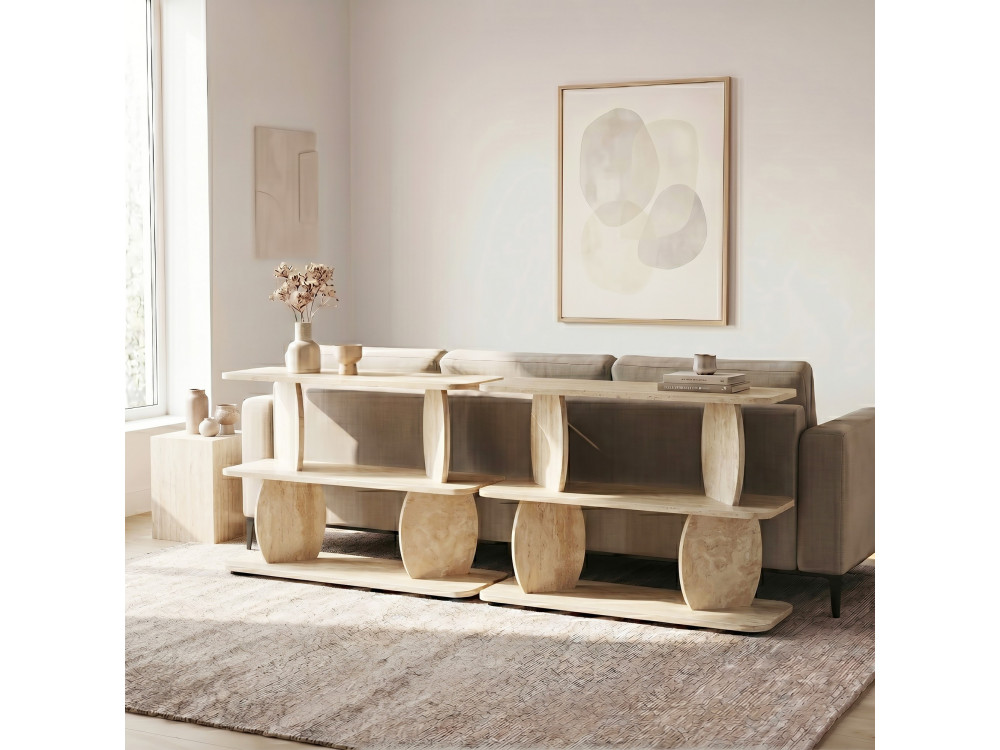 "Armonia" Wooden Side Table - 90 x 30 x 70 cm - Travertine