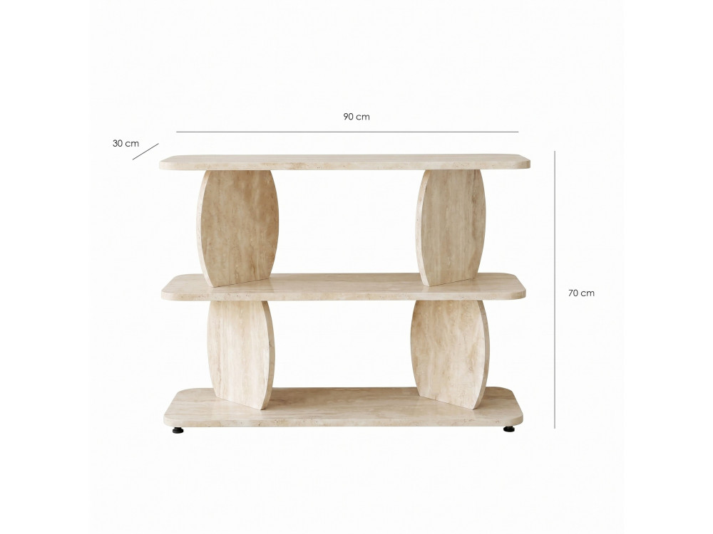 "Armonia" Wooden Side Table - 90 x 30 x 70 cm - Travertine