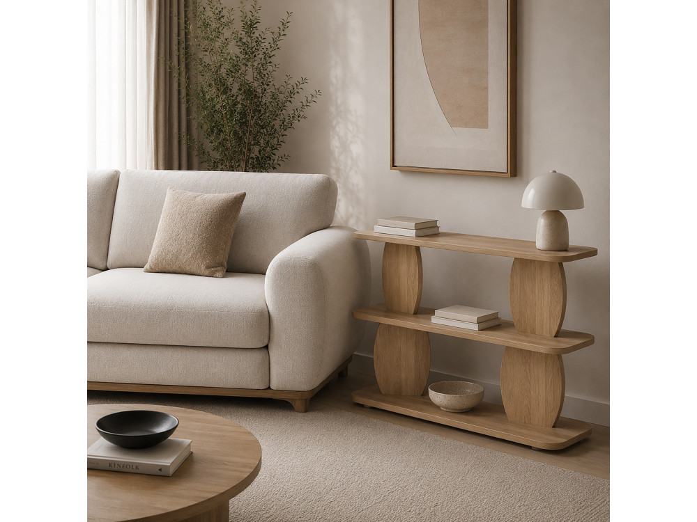 "Armonia" Wooden Side Table - 90 x 30 x 70 cm - Sapphire Oak