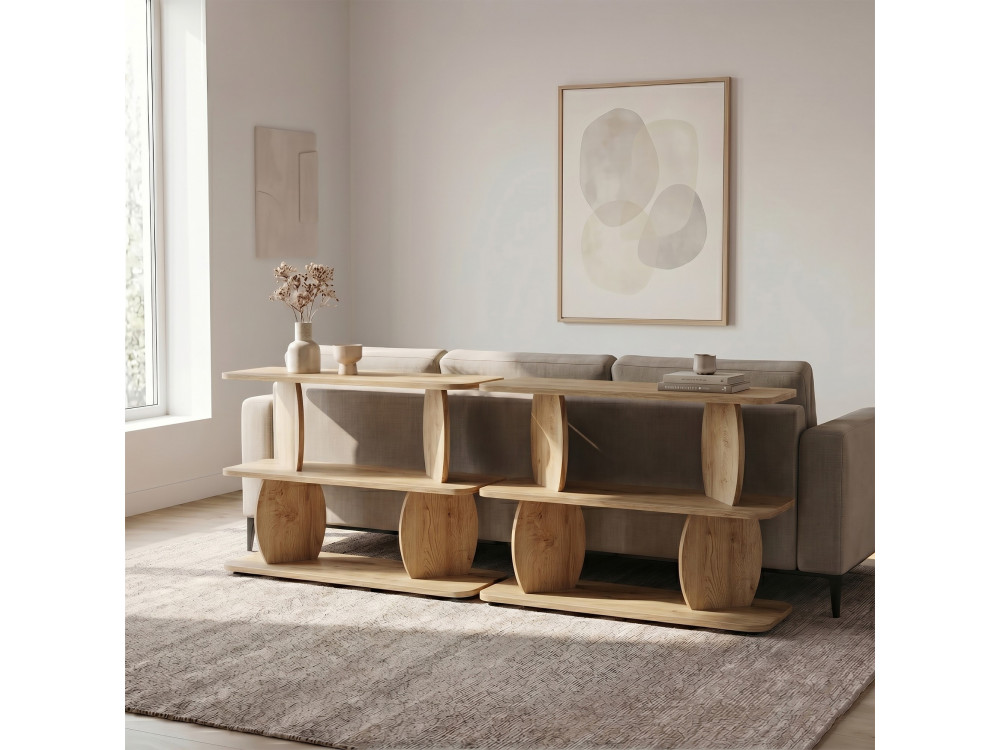 "Armonia" Wooden Side Table - 90 x 30 x 70 cm - Sapphire Oak
