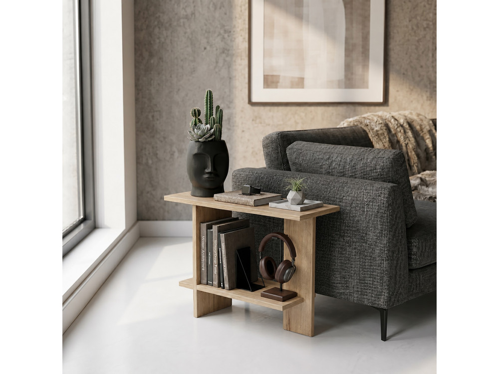 "Essenziale" Wooden Side Table - 80 x 30 x 55 cm - Sapphire Oak