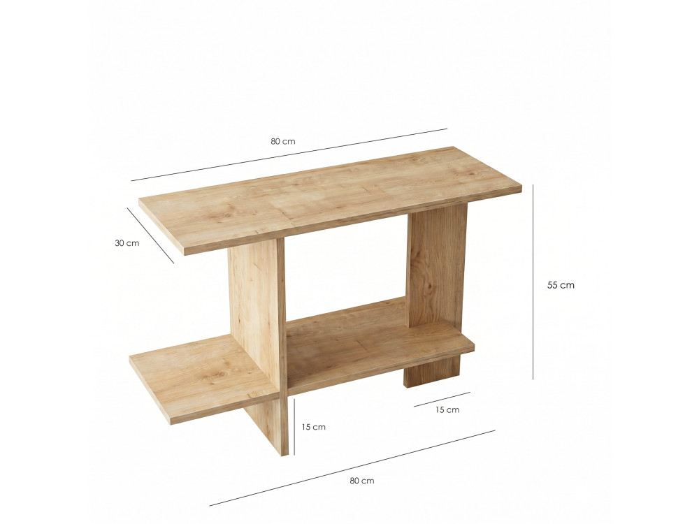 "Essenziale" Wooden Side Table - 80 x 30 x 55 cm - Sapphire Oak
