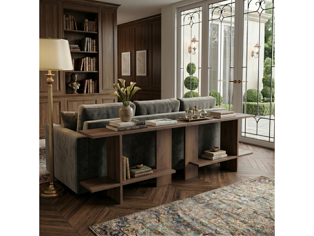 "Essenziale" Wooden Side Table - 80 x 30 x 55 cm - Brown