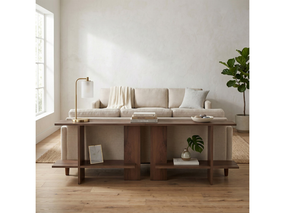 "Essenziale" Wooden Side Table - 80 x 30 x 55 cm - Brown