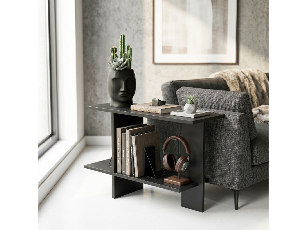 "Essenziale" Wooden Side Table - 80 x 30 x 55 cm - Black