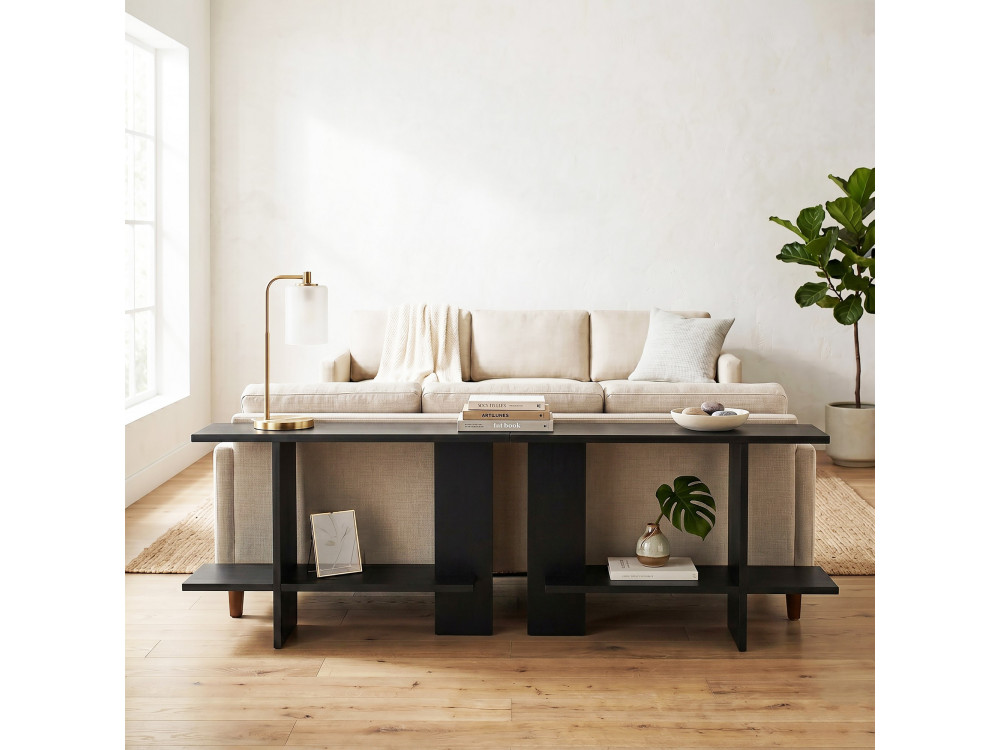 "Essenziale" Wooden Side Table - 80 x 30 x 55 cm - Black