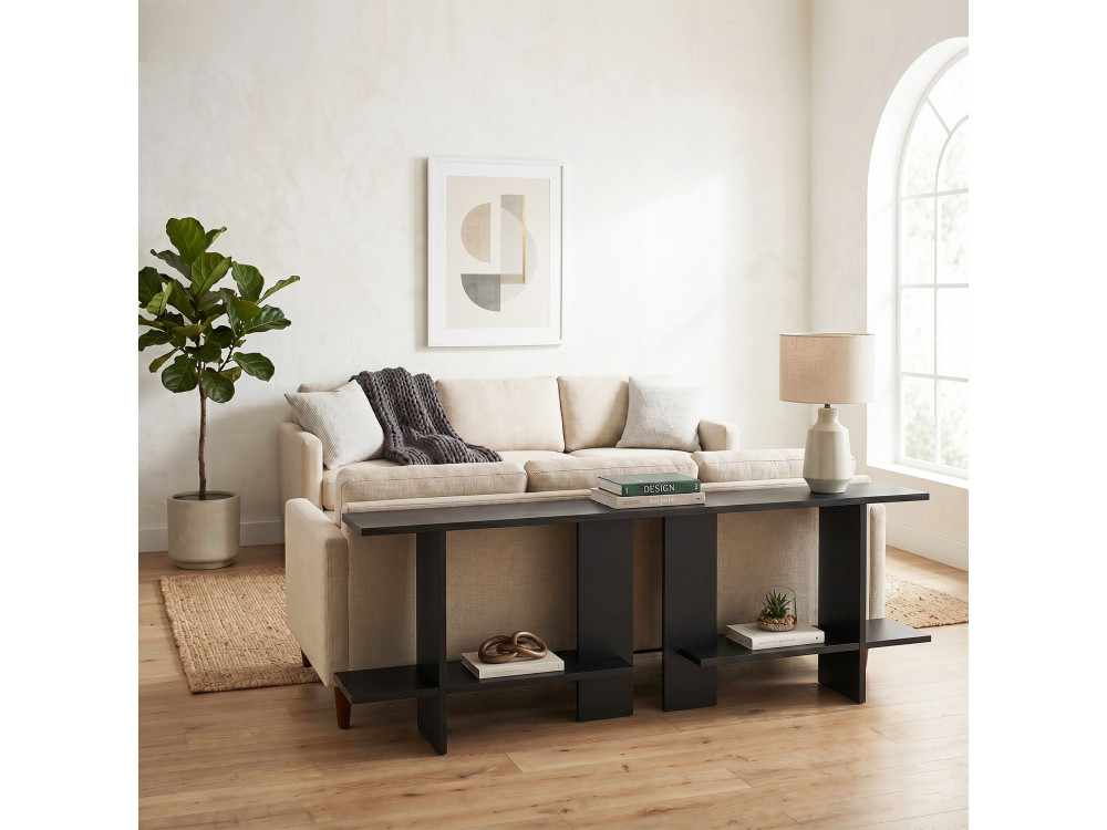 "Essenziale" Wooden Side Table - 80 x 30 x 55 cm - Black